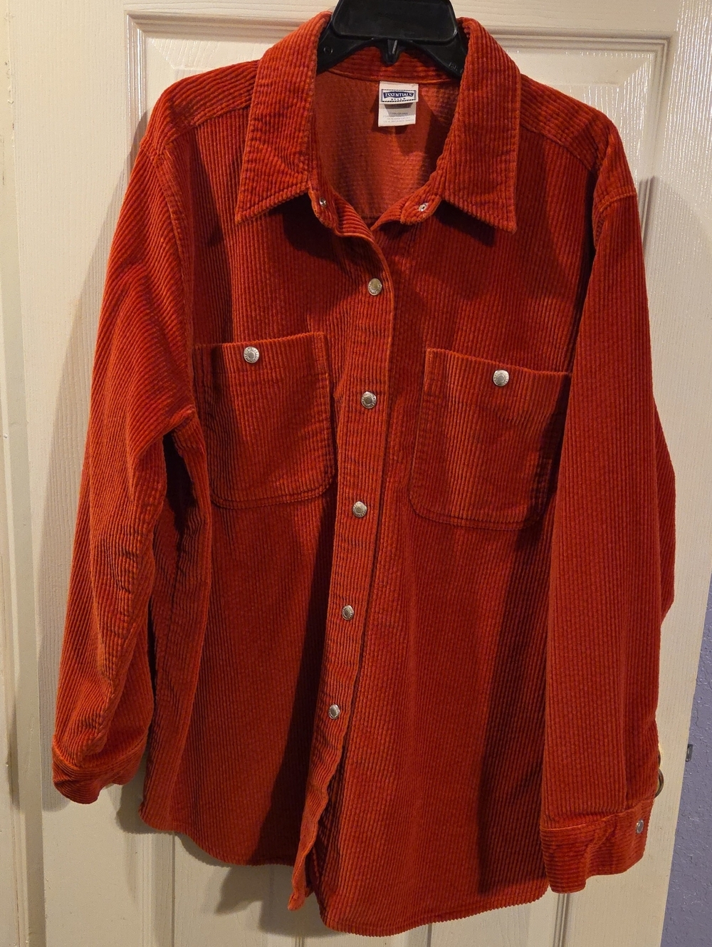 Vintage Essentials Style Brand Rust Orange Corduroy Button-Up Shirt-Jacket